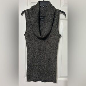 Karen Kane Women’s Sleeveless Sweater Cowl Neck Black Gold Metallic Stretch M